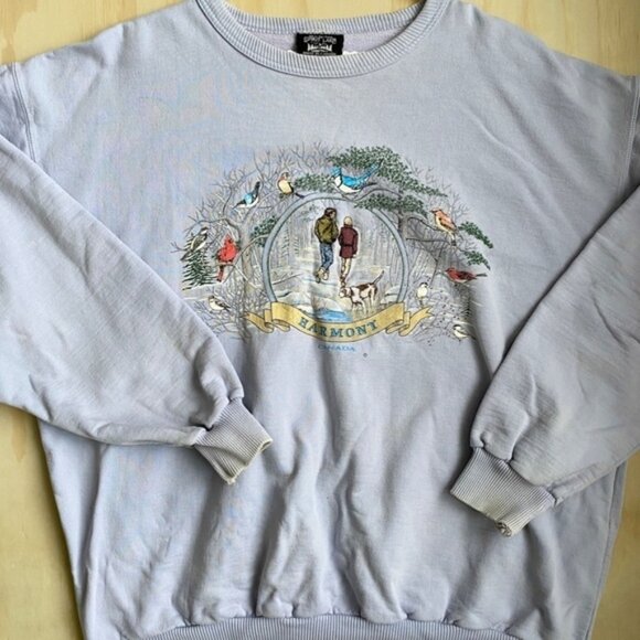 Vintage Canadian Winter Forest Scene Crewneck Sweater ⚠️FLAWS - Picture 1 of 4